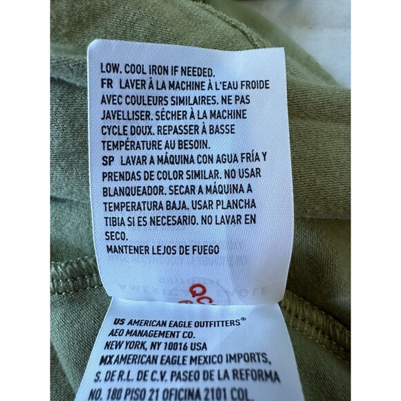 AMERICAN EAGLE Sage Green V-Neck‎ Cinch Front Crop Fitted T-Shirt LARGE NWT - Picture 7 of 9